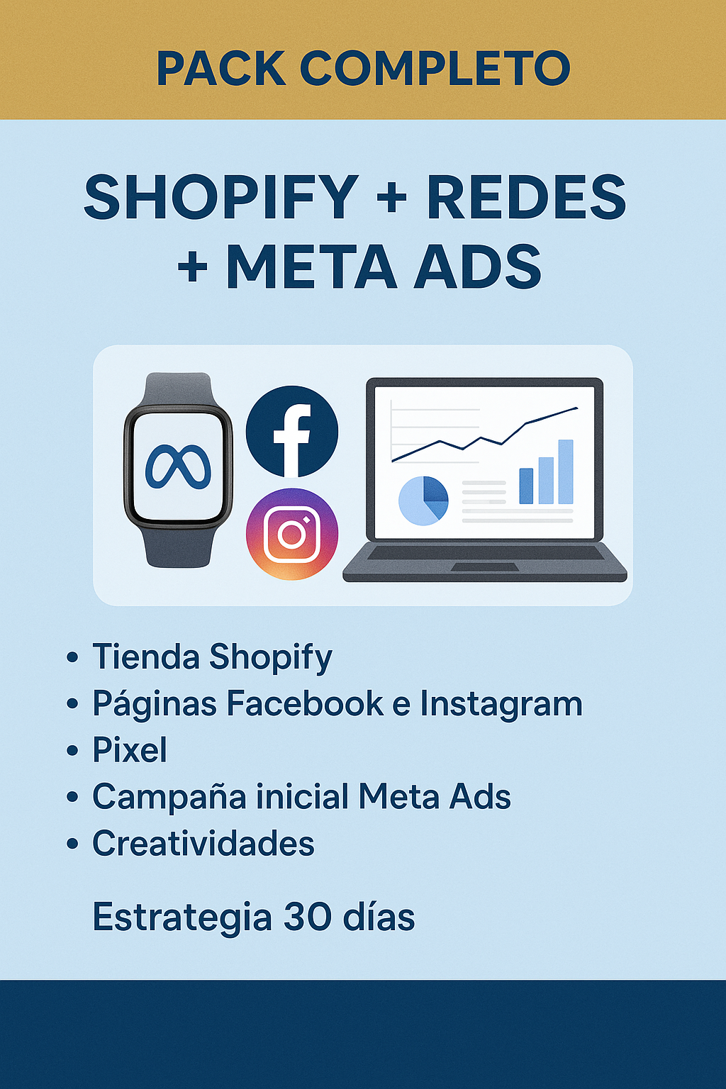 Pack Completo – Tienda Shopify + Redes Sociales + Meta Ads